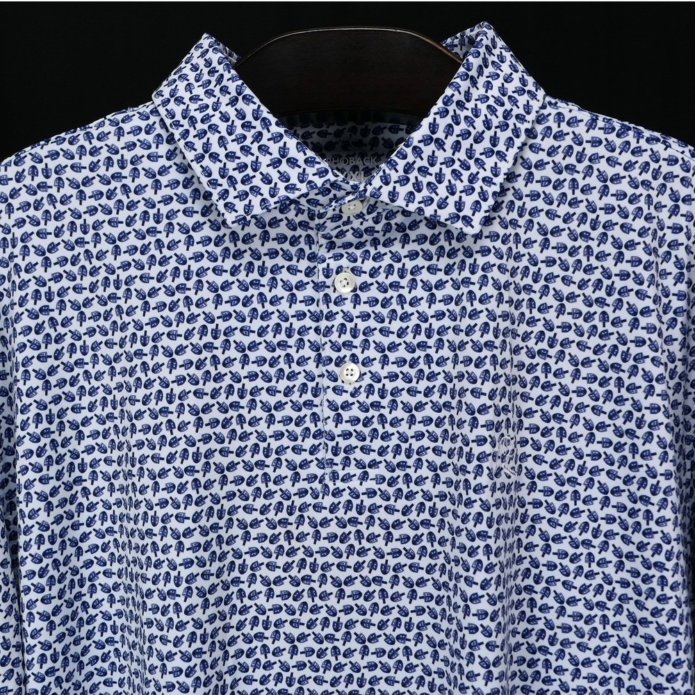 MINT! Rhoback Mens XXL‎ Polo Dreidel Hanukkah Print Luxury Golf Jersey Shirt